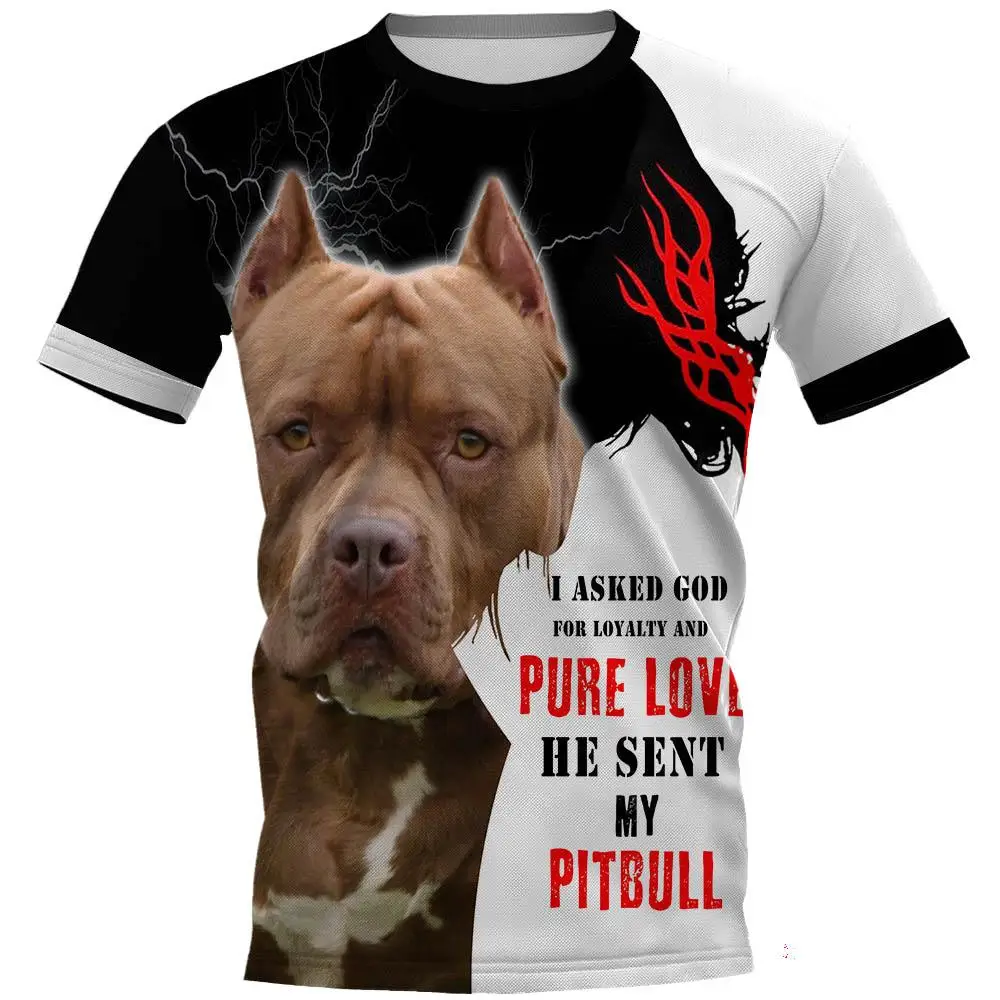 CLOOCL Men's T-shirt Animal American Pit Bull Terrier Pitbull 3D Print Dog Lightning Tee Shirt Clothing Unisex Short Sleeve Tops