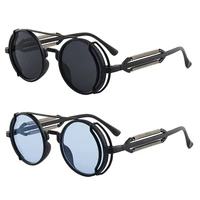 steampunk style sunglasses fashion round metal frame glasses women men classic punk retro sun eyewear
