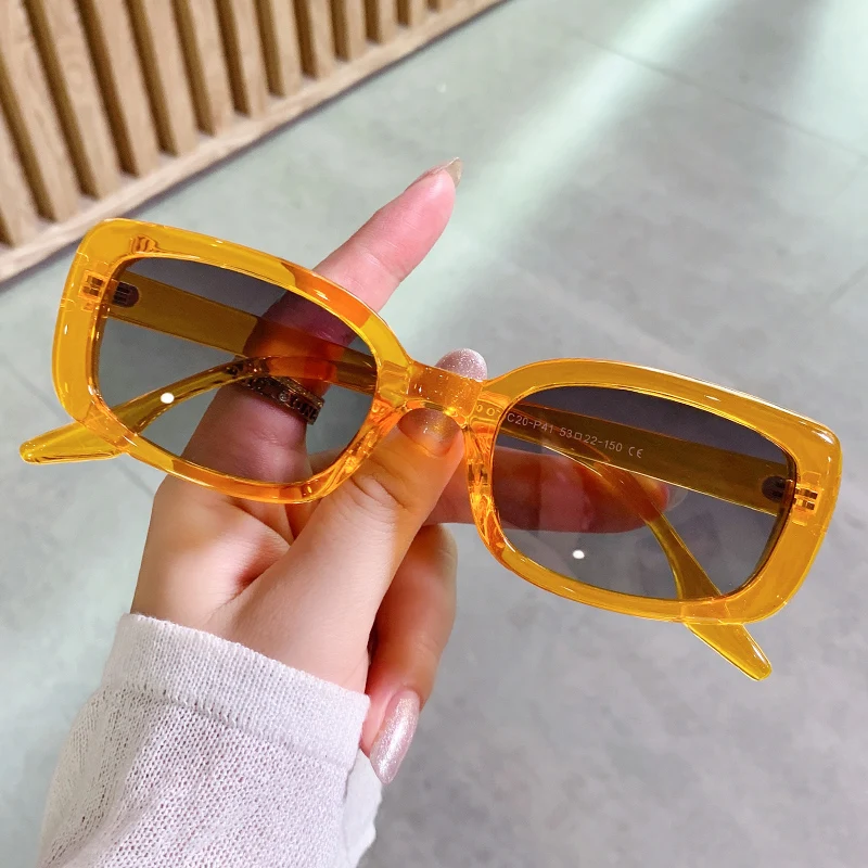 

Rectangle Sunglasses Women Vintage Travel TR90 Ladies Fashion Square Retro Gradient Lens Sun Glasses Polarized UV400 Female 107