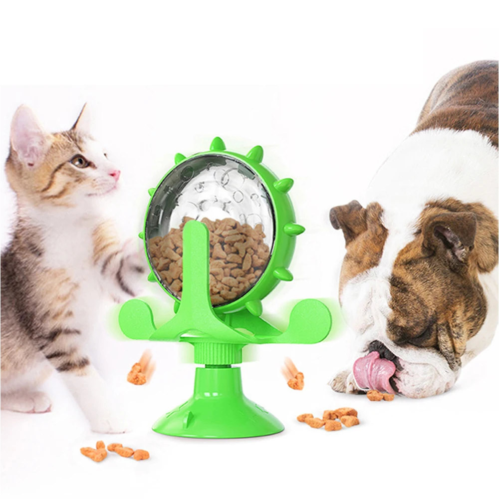 Windmill Cat and Dog Feeder Cat Supplies Kitten Food Dropping Ball 360 Rotating Puppy Interactive Automatic Leakage Tease Feeder