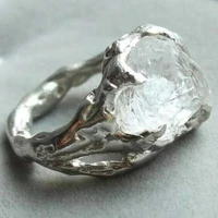 fashion creative personality irregular crystal ring punk large transparent crystal stone unisex size 5 12
