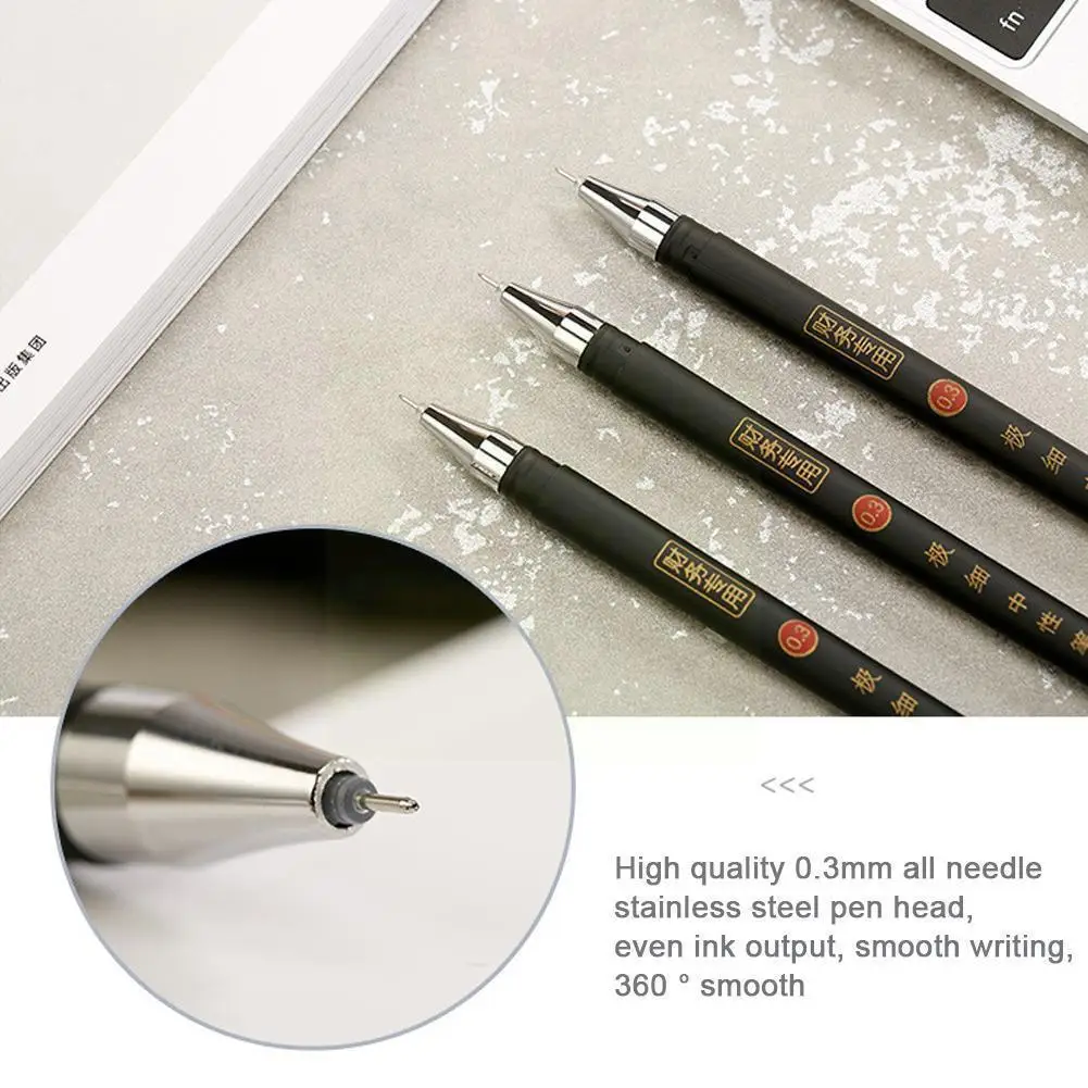 

5pcs 0.3mm Black Finance Gel Pens Kawaii Chinese Elegant Gel Pen For Writing Office School Supplies Aihao Stationery Y0f6