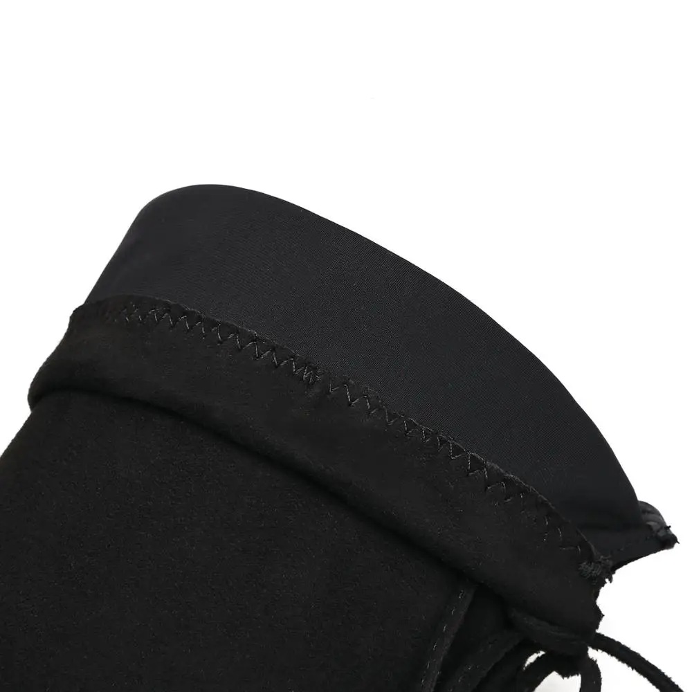 

NIUFUNI 2019 Autumn Winter Boots Women Black Flock Leather Over The Knee Boots Ladies Sexy Elastic Thigh High Boots Female Shoes