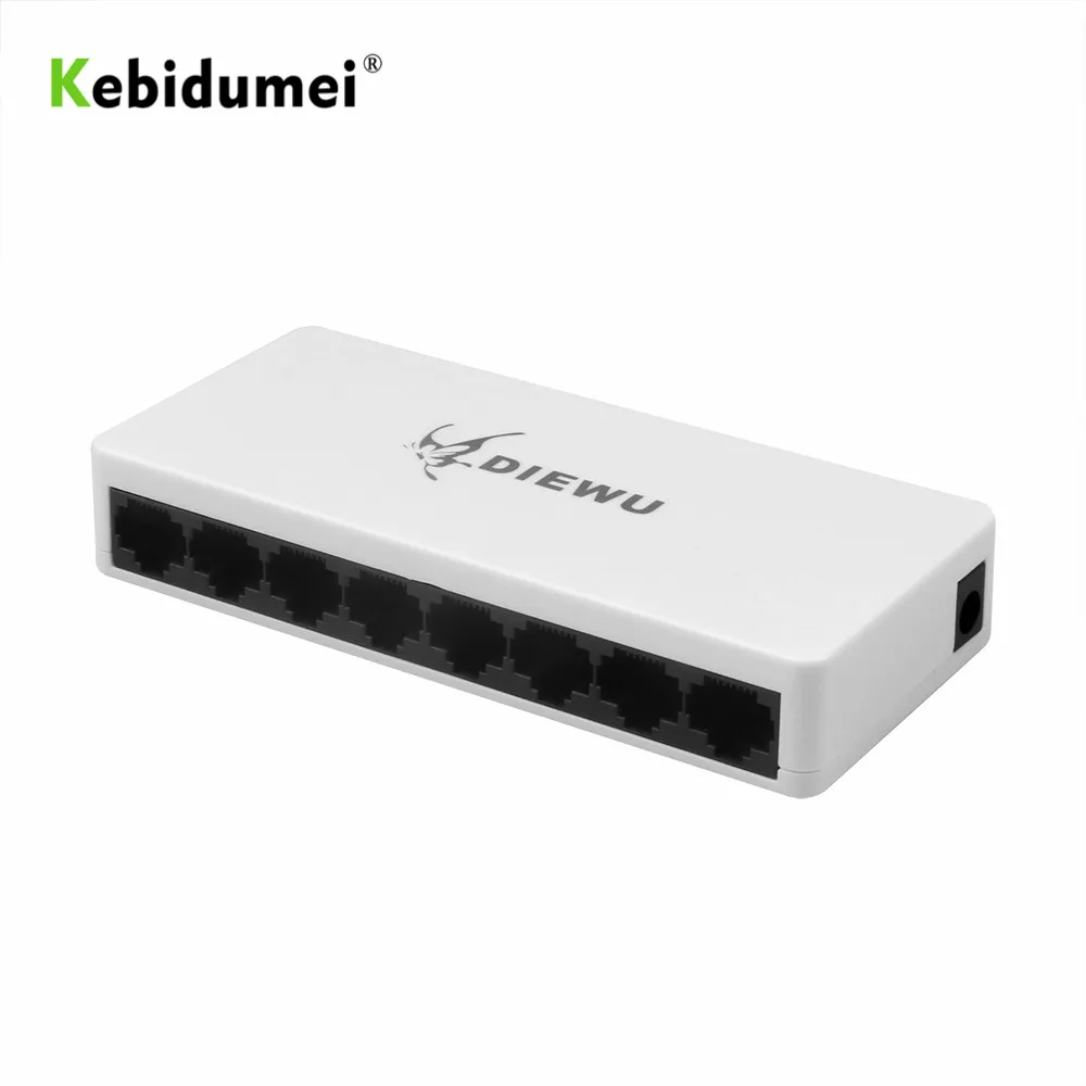 Высокопроизводительный сетевой коммутатор kebidumei Mini 8 портов 10/100 Мбит/с Fast LAN Ethernet
