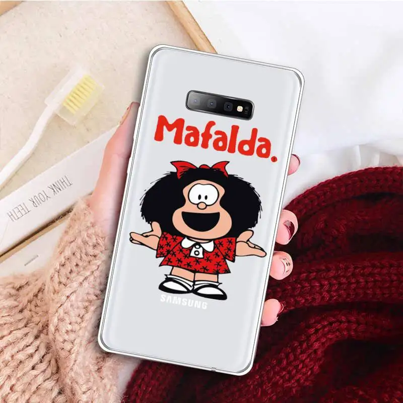 

Argentina Quino Mafalda Girl Phone Case Transparent For Samsung Galaxy A 71 21s S note 8 9 10 plus 20 ultra