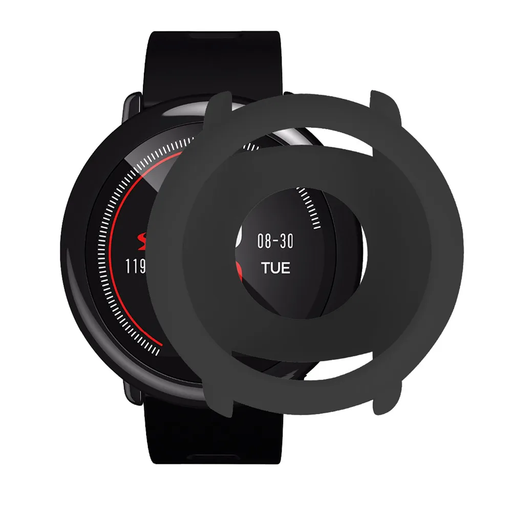 black Защитный чехол с силиконовой рамкой для Xiaomi Huami AMAZFIT Pace Watch бампер крышка смарт-часы аксессуары на замену - Цвет: black