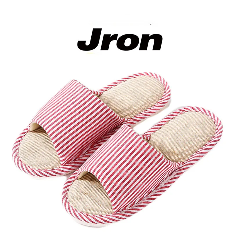 Jron 2017 Новинка Сезон весна осень Женские домашние льняные полосатые Нескользящие
