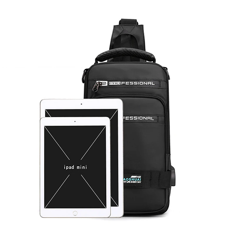 

Waterproof Nylon Cross Body Bags For Men Multifunction Men Chest Bag Daypack Knapsack Male 2020 New Chest Pack With USB Charging