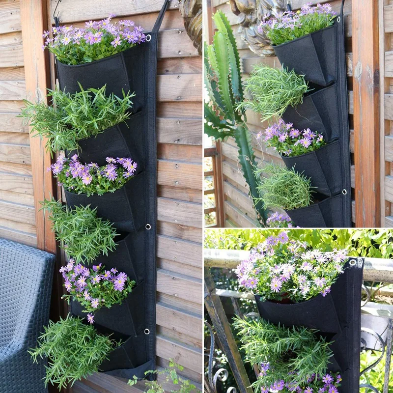 Вертикальный настенный садовый рисовый плантатор с 6 карманами подвесное