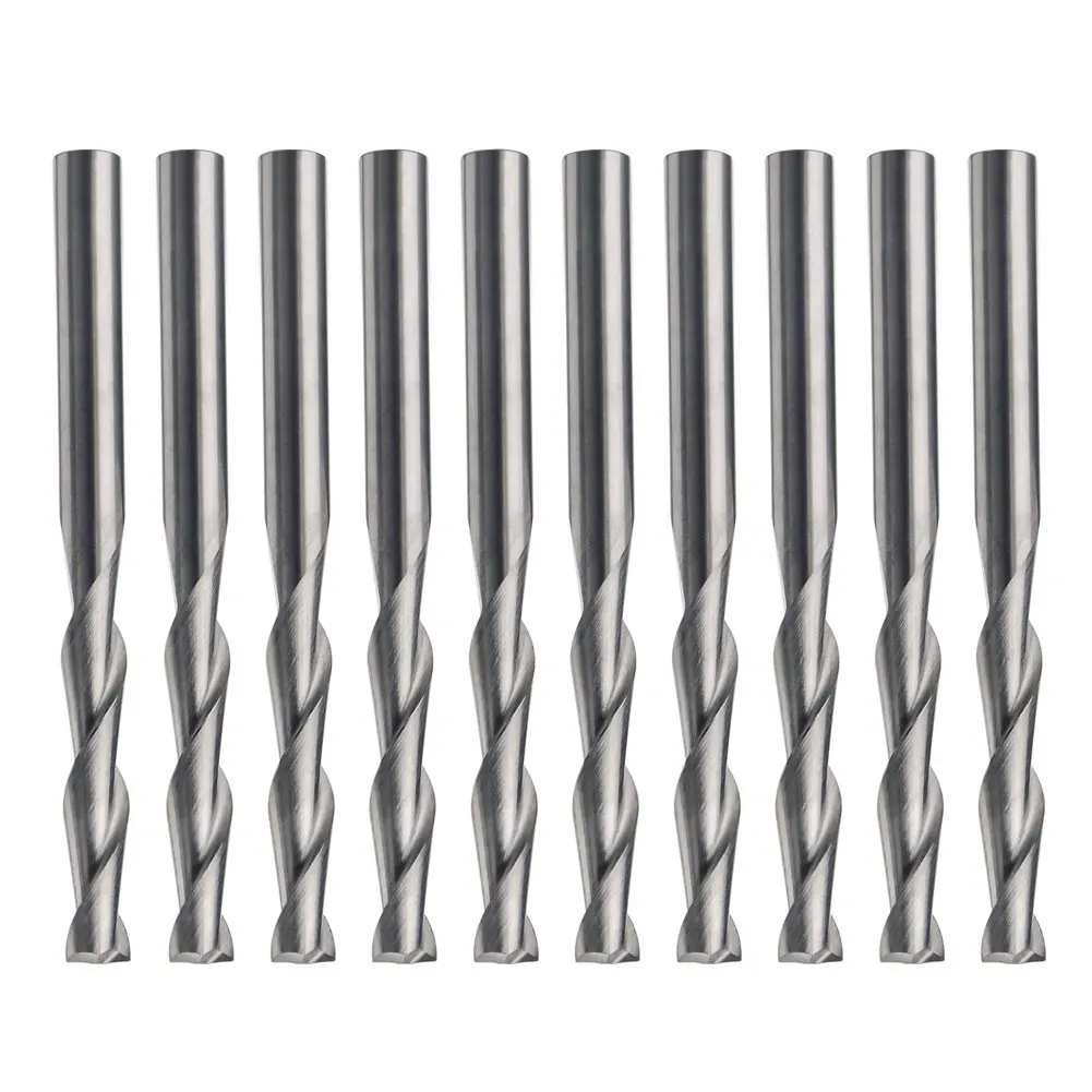 

CNC Router Bits Portable Metal Dual Flute Spiral End Mill Set For Wood 3.175x17mm CNC Router Wood End Mill Cutter Bits 10PCS