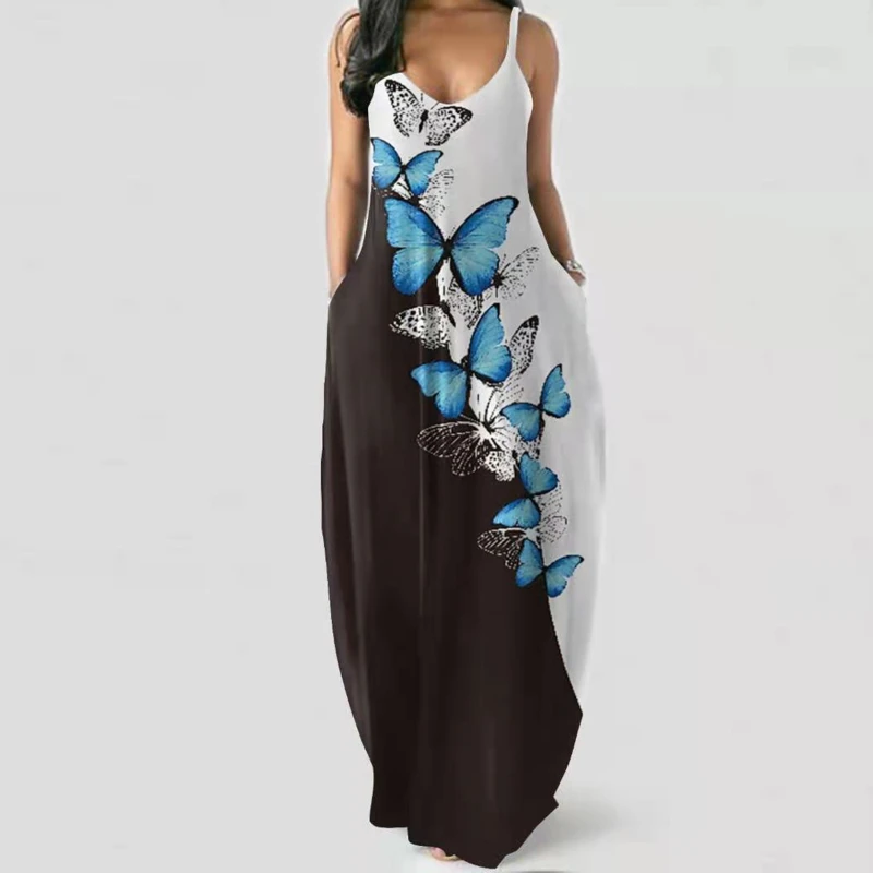 

Summer Dress Women Lady Sexy Sleeveless Strap Long Maxi Evening Party Elegant Dress Sundress Plus Size Pullover Long Dresses