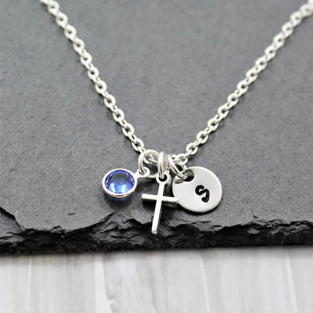 Personalized Cross Necklace for Women Kids Tiny Small Cross Baptism Gifts for Girls Christian Themed Gifts Jesus Cross Necklace