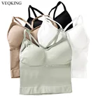 VEQKING женский спортивный бюстгальтер для йоги, топ для фитнеса, Майка без косточек, мягкий спортивный топ, дышащий спортивный бюстгальтер для женщин