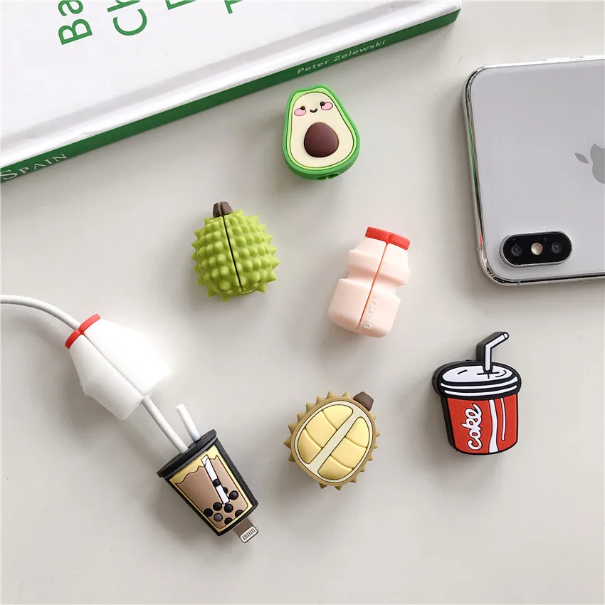 Новейший кабель аксессуар кабель фруктовые укусы мультяшный usb-кабель шнур протектор для iphone 8 7 6 USB кабель защиты рукав защиты