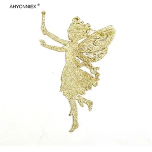 Украшения для новогодней елки, Размер 14x9 см, цвета, форма ангела, Рождественское украшение, блестящая пудра, праздничный кулон, 10 г