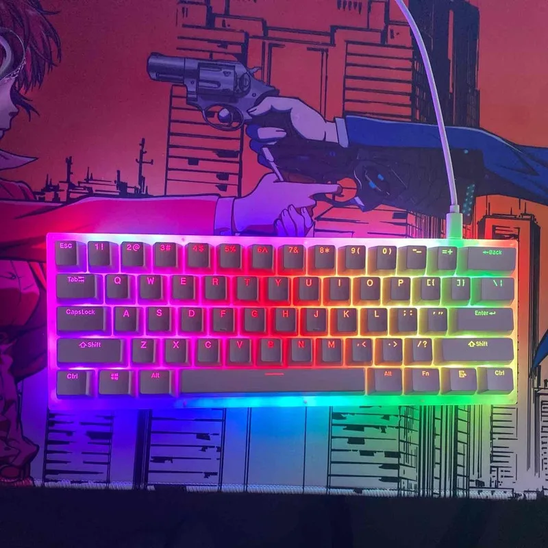 gamakay k61 mechanical keyboard hot swappable 61 keys tyce c wired rgb backlit gateron switch crystalline base gaming keyboard free global shipping