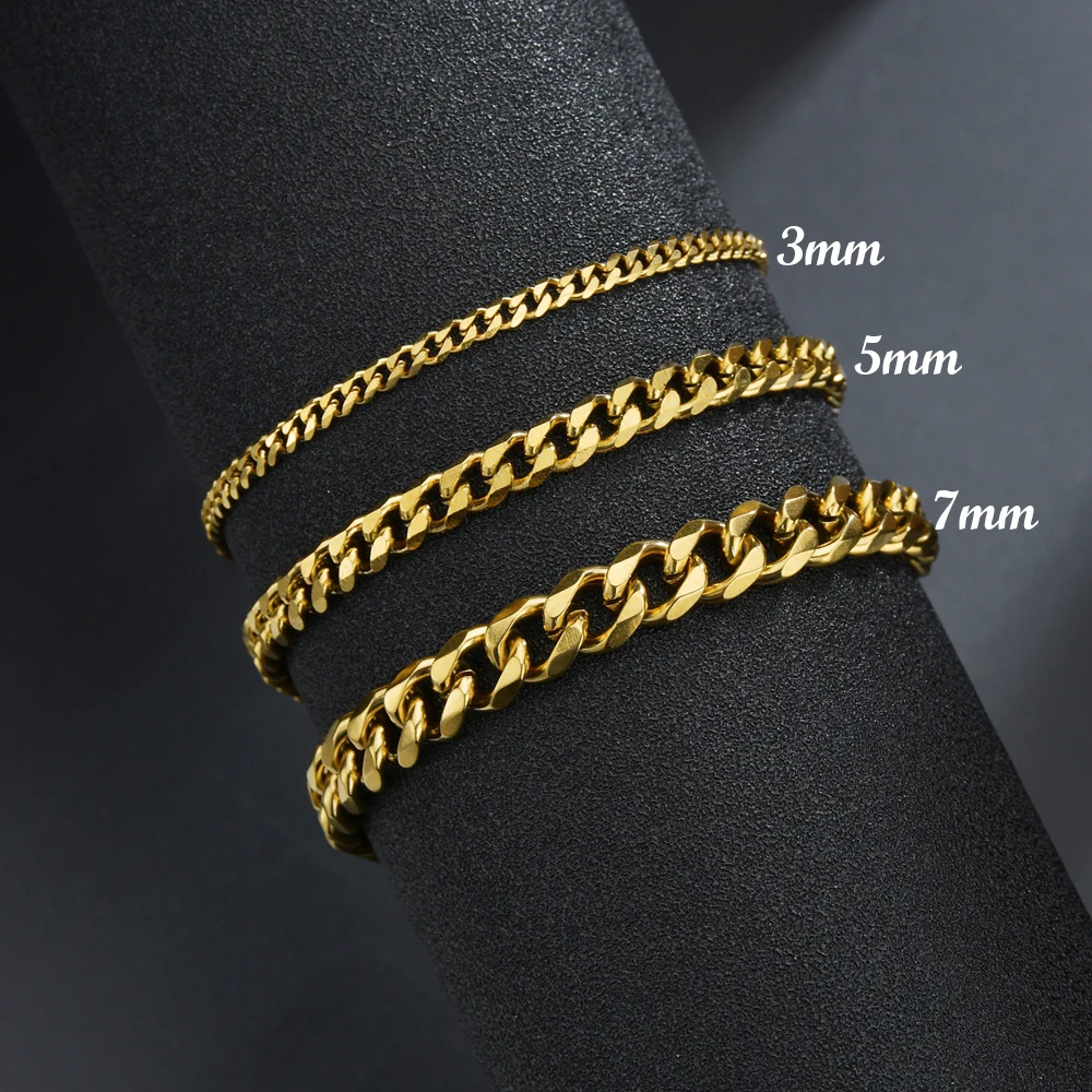 Браслет-цепочка унисекс из нержавеющей стали толщиной 3 5 7 мм | Украшения и