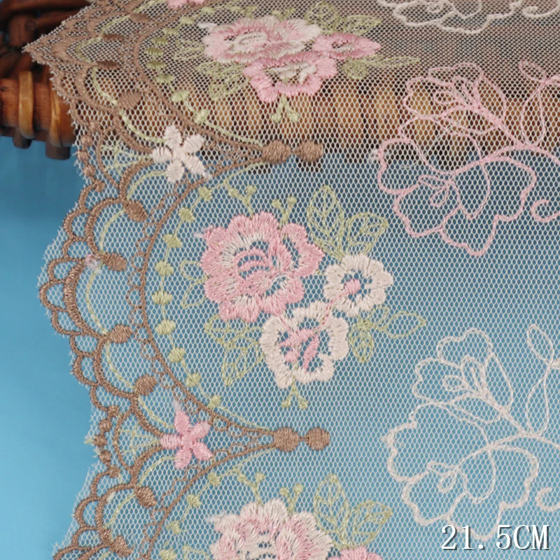Кружевная ткань для одежды с цветочным краем и вышивкой