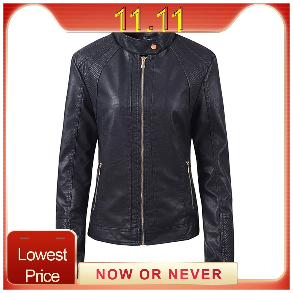 Кожаная куртка 2019 Женское зимнее теплое пальто с капюшоном Свободная Бомбер