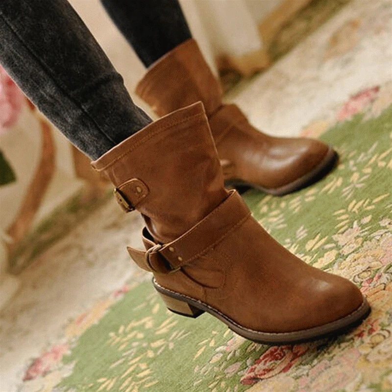 Брендовые мотоциклетные ботинки из искусственной кожи Байкерская обувь Женские