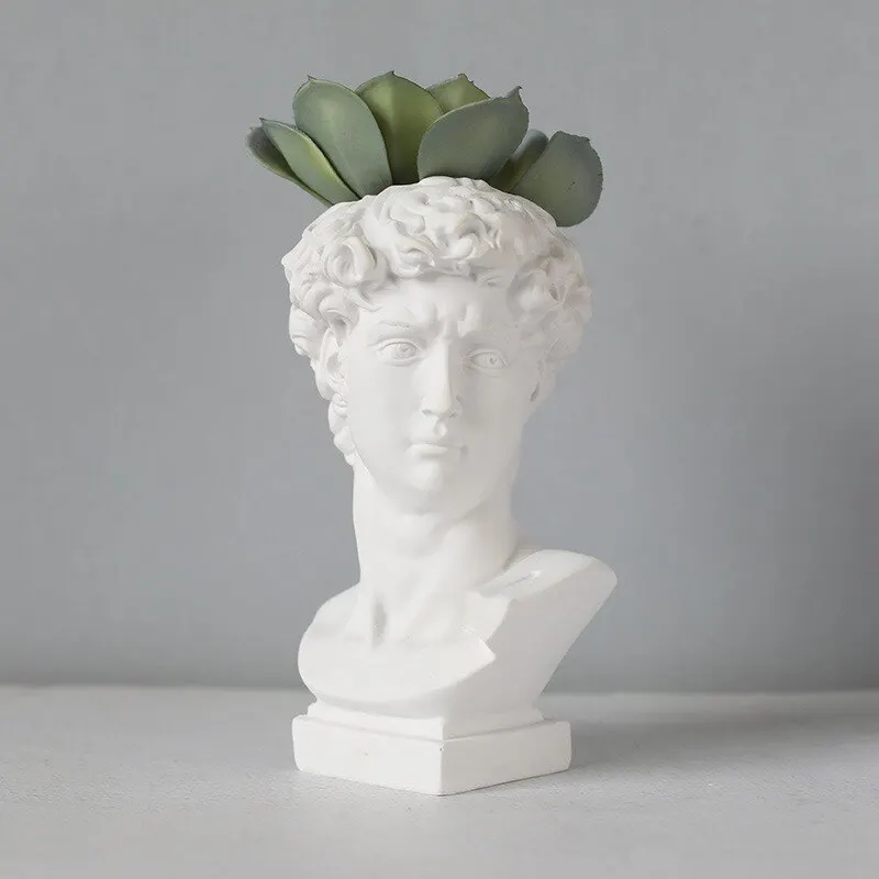 

Creative Resin Portrait Vase David Human Head Flower Vases Desktop Ornaments Flowers Plant Art Decor Storage Bucket Decorative