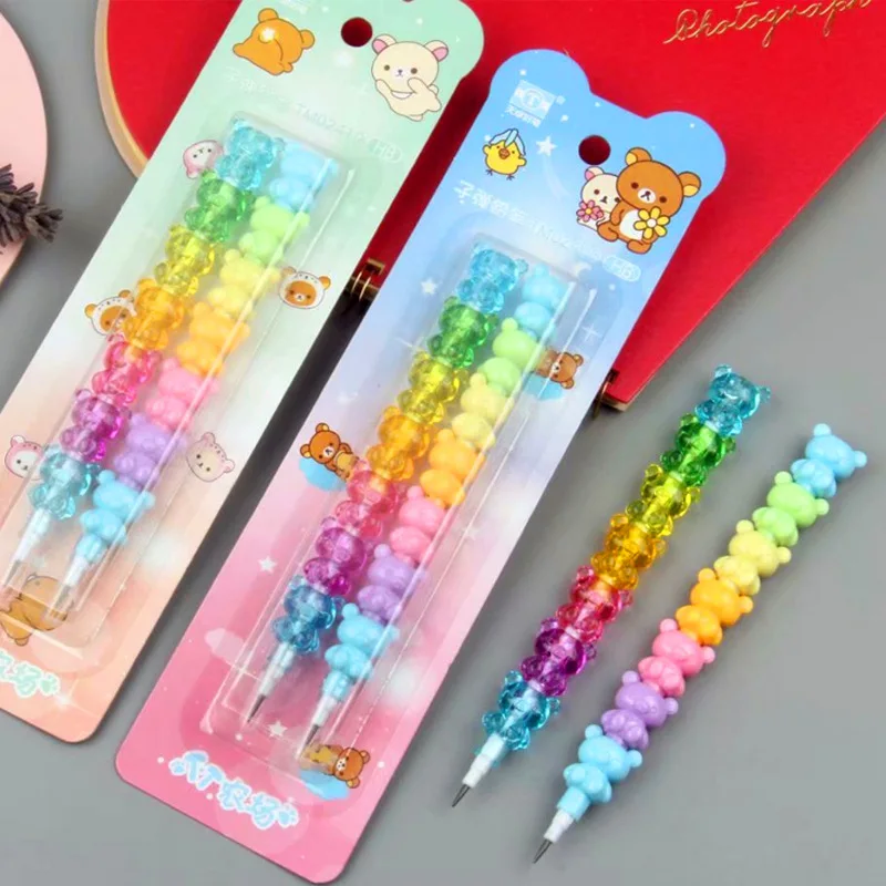 

Цветные не затачивающие карандаши с милым медведем, 2 шт./компл., ручки для письма для учеников, школьные и офисные принадлежности, карандаш д...