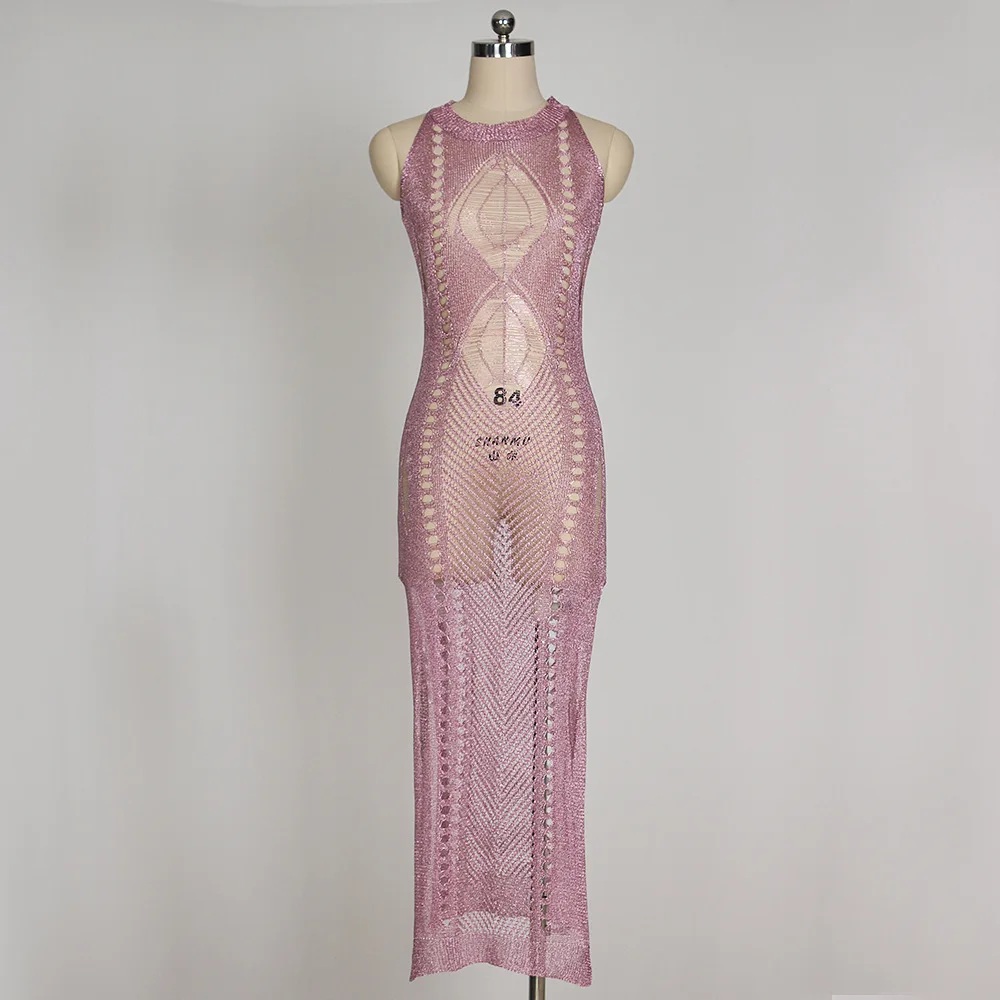 Сексуальное прозрачное платье-бикини без рукавов летняя вязаная туника женская