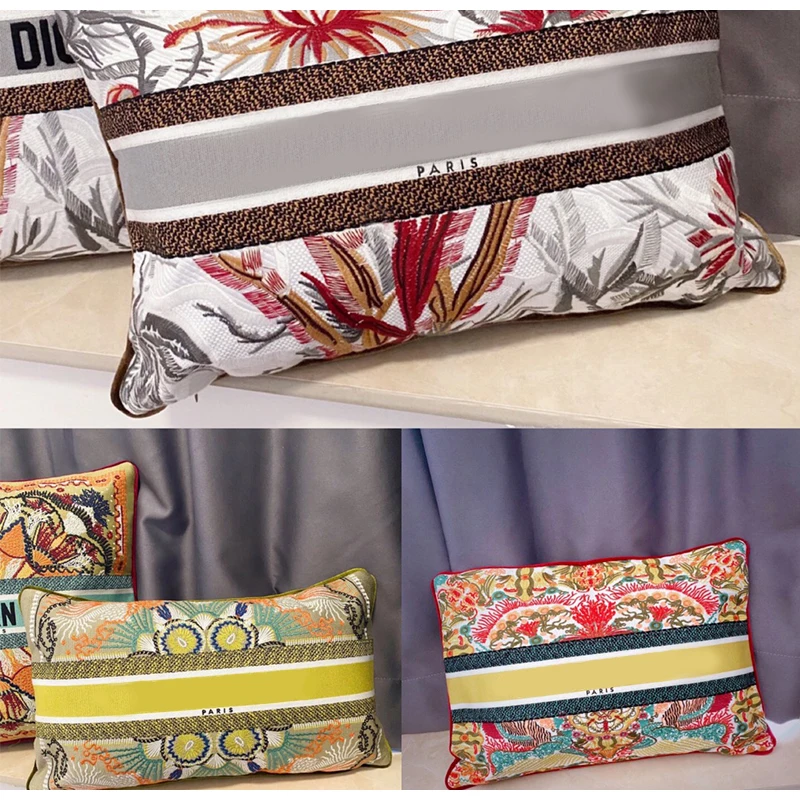 Модный чехол для подушки Diphylleia с вышивкой Роскошный на поясницу Шикарный декор |