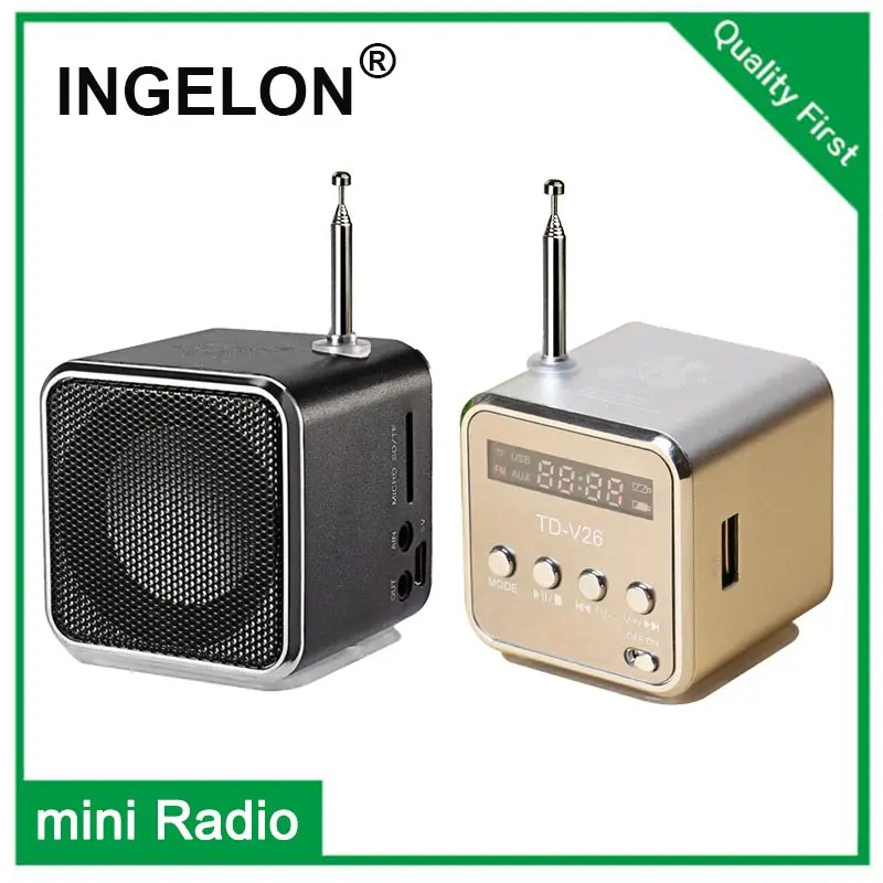 Портативный мини радиоприемник Ingelon цифровой FM динамик стерео MP3 плеер с ЖК