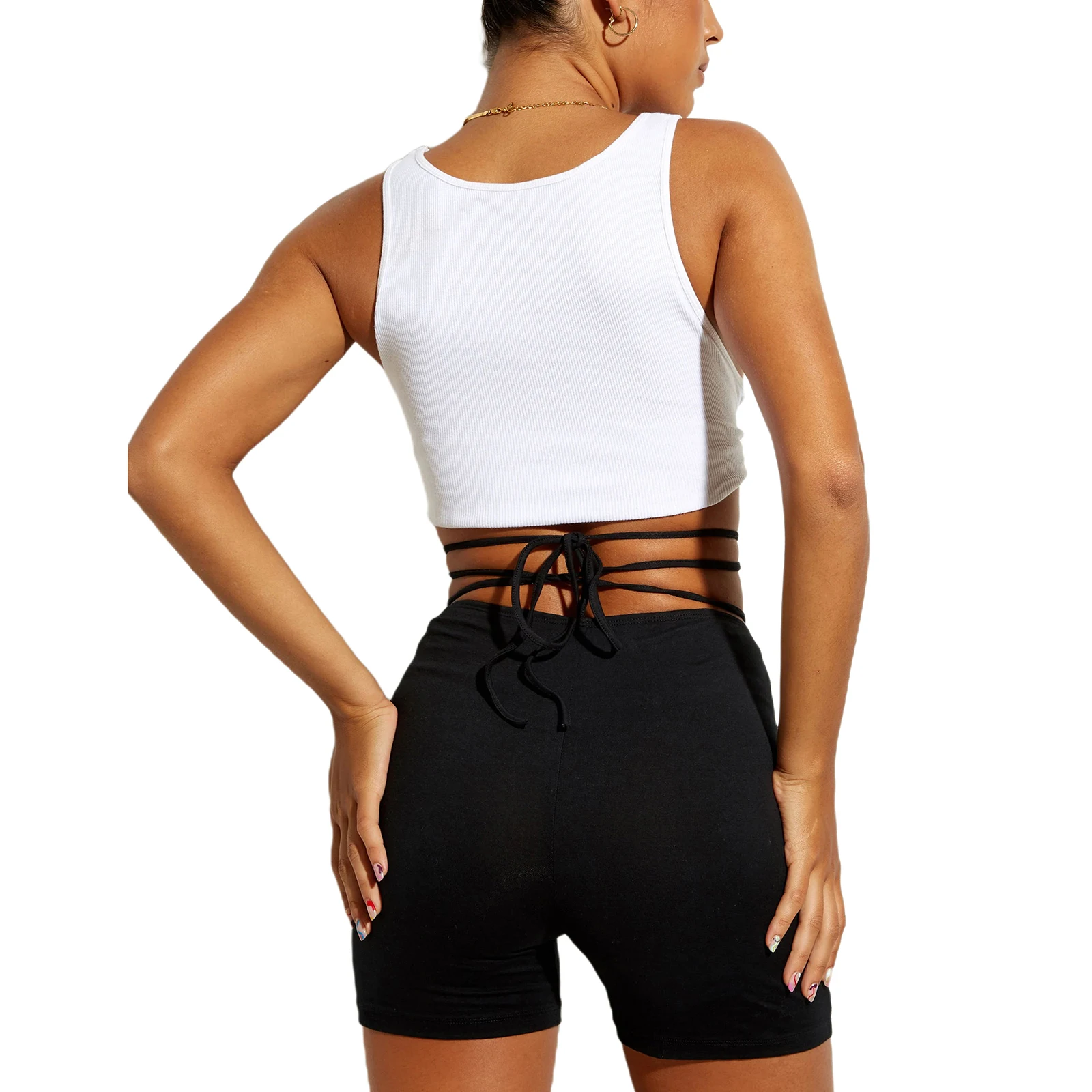 Шорты женские однотонные с завышенной талией повседневные облегающие Короткие