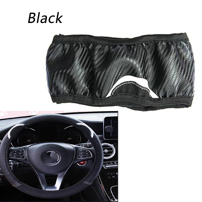 black Кошачий карбоновый чехол рулевого колеса автомобиля Противоскользящий для Toyota Corolla Avensis RAV4 Yaris Auris Hilux Prius verso MG 3 ZR Buick - Название цвета: black