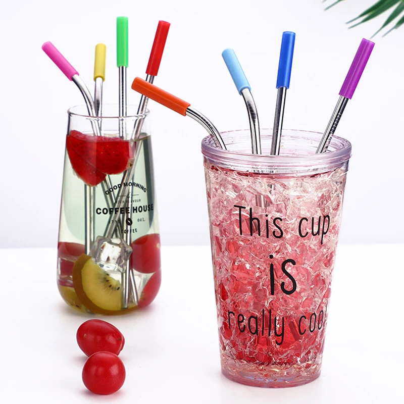 

Durability Reusable Straw Stainless Steel Straw Straight Bent Drinking Straws With Silicone Tips Multifunction Creative Straw