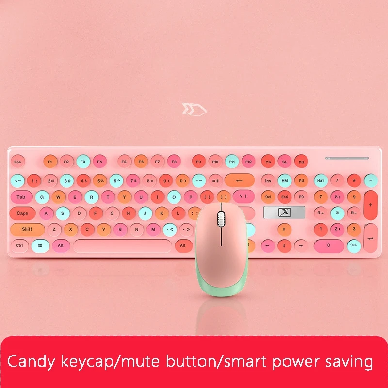 

Candy Color Lipstick Wireless Gaming Keyboard and Mouse, Suitable for Laptop Desktop Computers