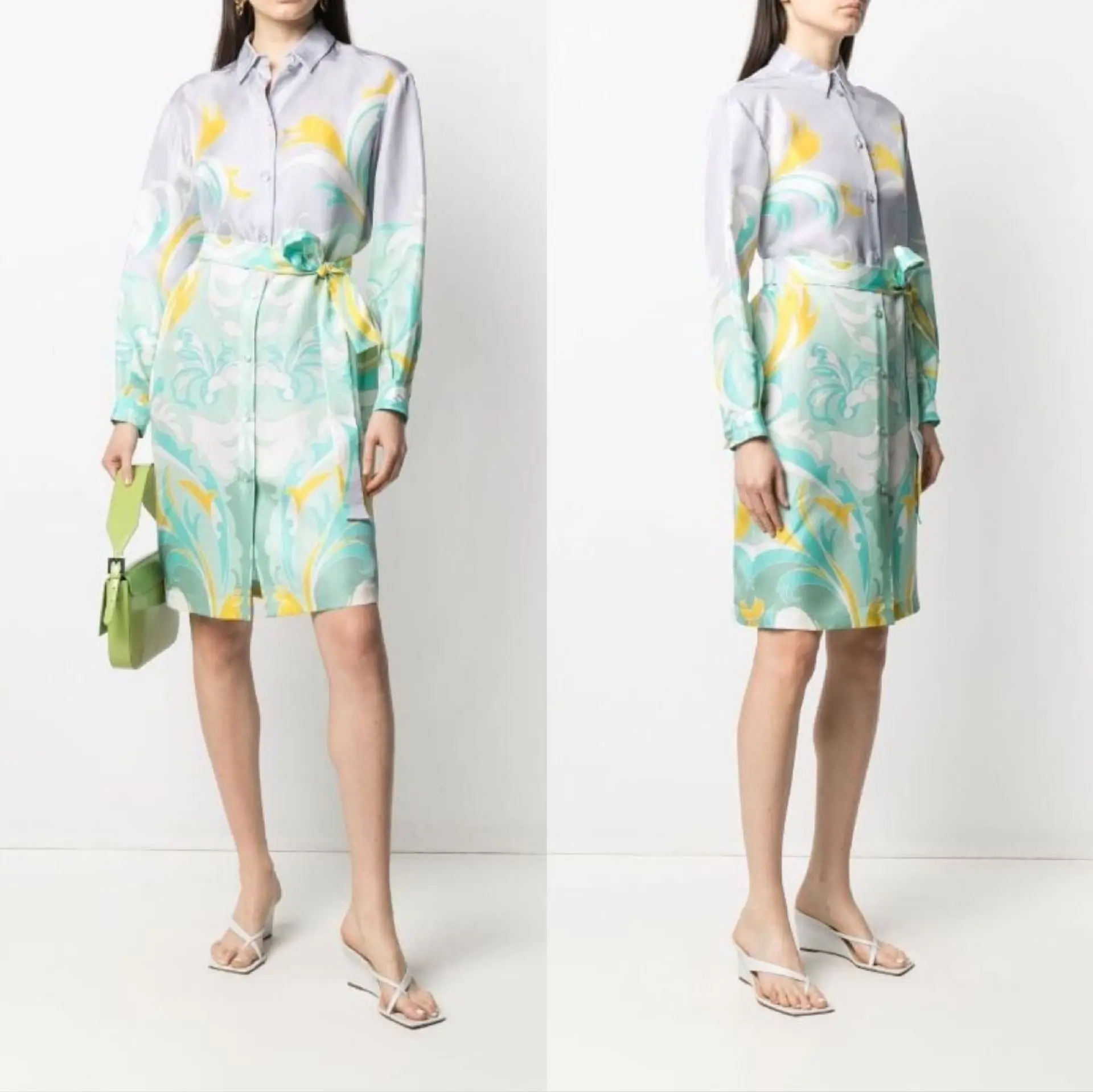 Женское трикотажное платье-Кардиган с длинным рукавом |