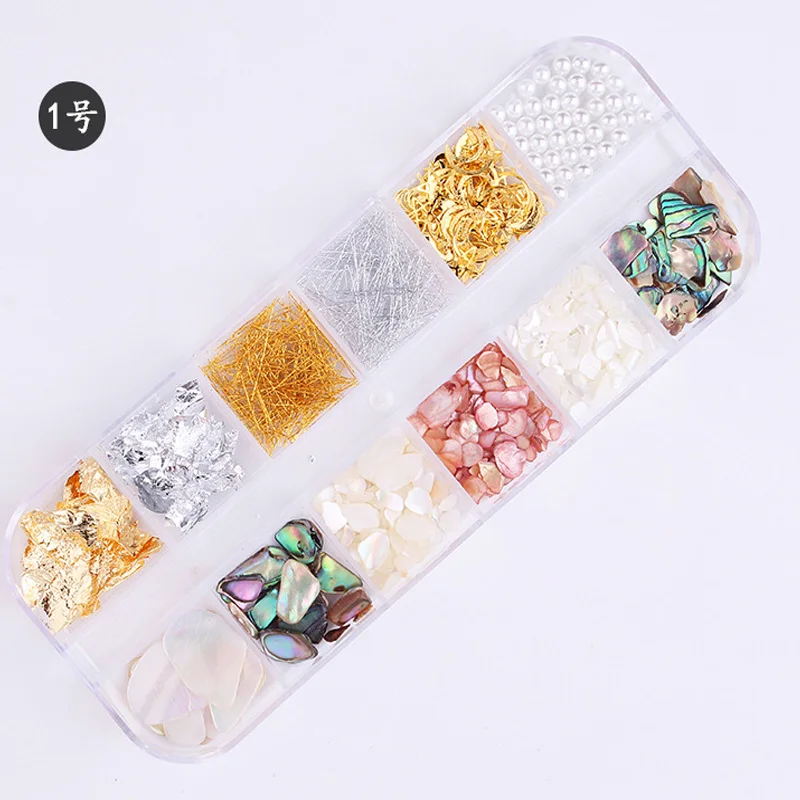 CHNRJML 12 видов цветов/набор неправильной раковины для ногтей блестки хлопья камни