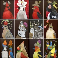 gatyztory paint by number bird animal kits for adults handpainted diy coloring by number flowers drawing on canvas home decorati