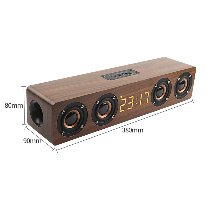 

20W Wooden Portable Bass Column Home Theater Stereo Surround Bluetooth Speaker Multi-function Subwoofer Soundbar Support TF FM