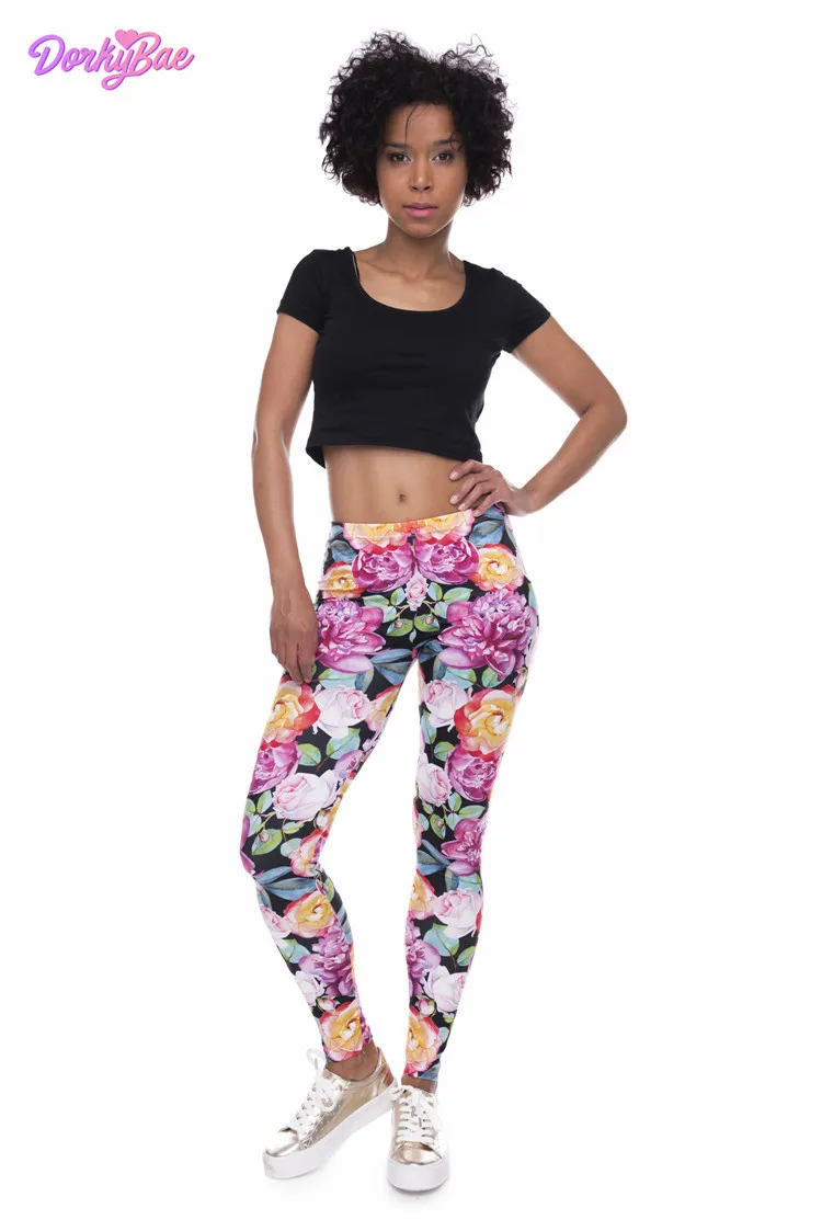 

Sexy Sport Leggings Push Up Fashion Pants High Waist Workout Jogging For Women Athleisure Training Flowers pink Blue Leggings