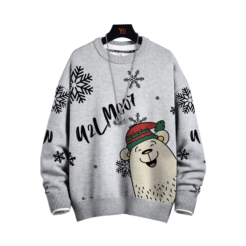 

MOOWNUC Japan Style Sweater Men's Oversize Pullover Tops Male Cartoon Pattern Printed Pullovers De Hombre Knitted Sweater Men