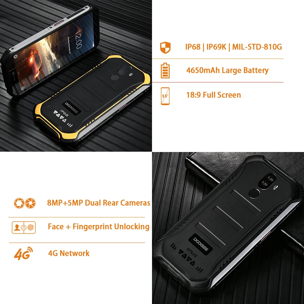 DOOGEE S40 IP68/IP69K Android 9 0 подключается к сети 4G прочный мобильный телефон 5 дюйма