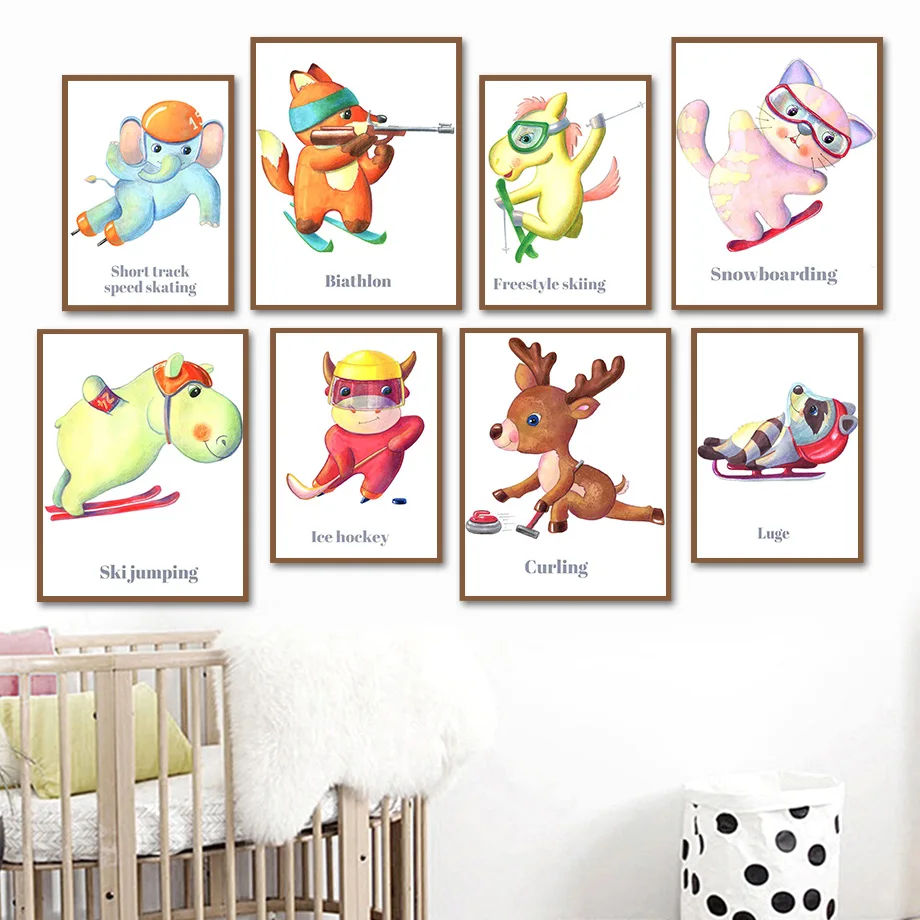 

Elephant Squirrel Horse Cat Hippo Deer Raccoon Wall Art Canvas Painting Nordic Posters And Prints Wall Pictures Kids Room Decor