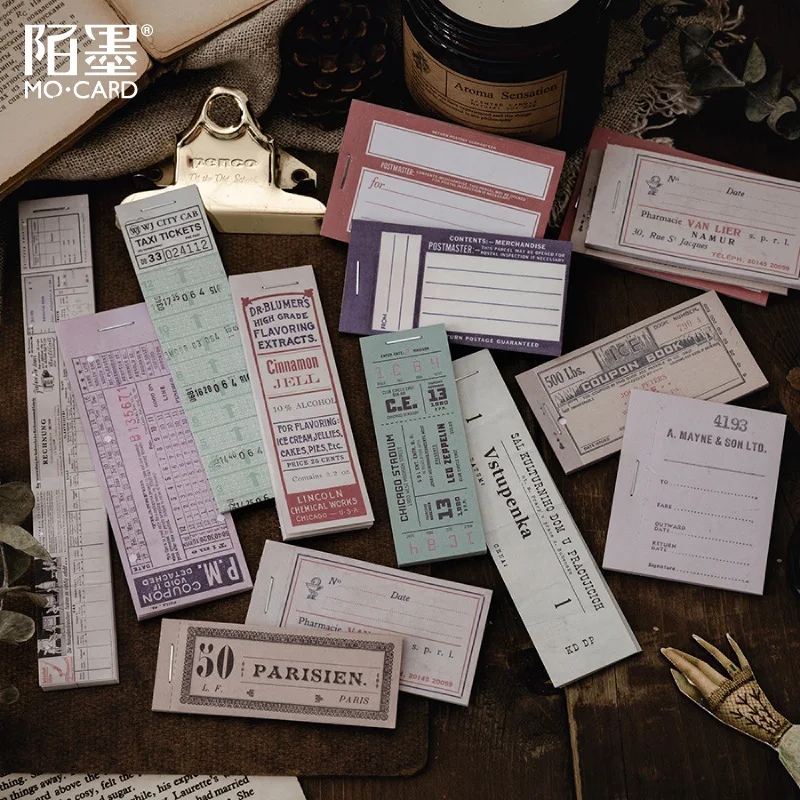 

30pcs/lot Memo Pads Material Paper Antique series Retro ticket Junk Journal Scrapbooking Cards Retro Background Decoration Paper