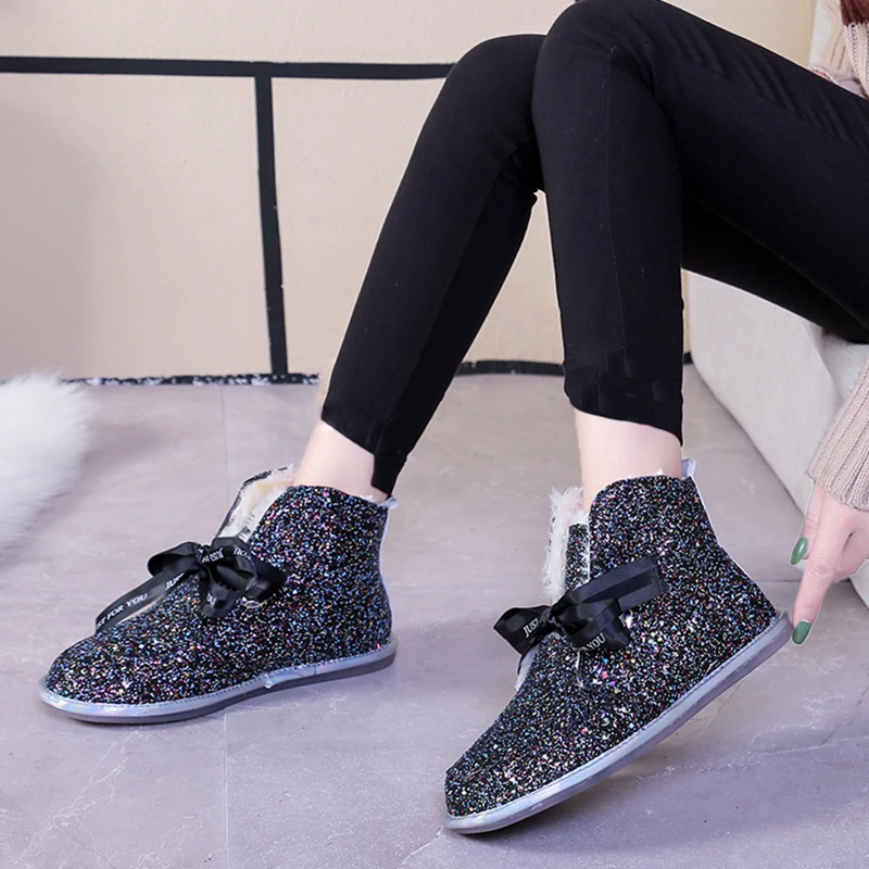 Rimocy Мода цвета: золотистый серебристый с блестками женские ботильоны Сгущает