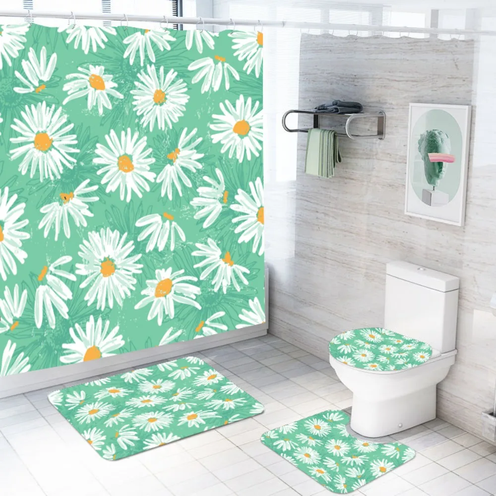 4 шт. наборы фруктов/цветов занавесок для душа с ванной коврики туалета крышка