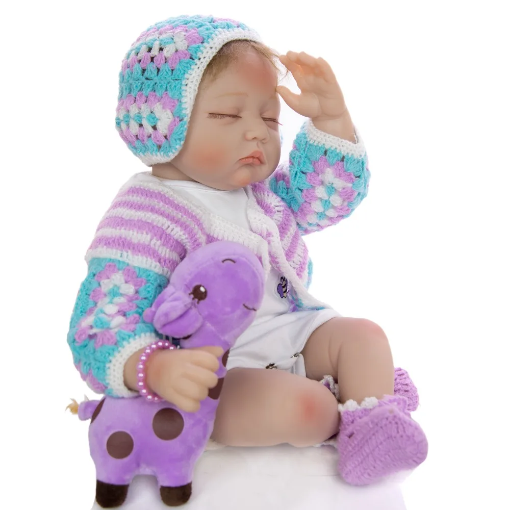 NPK 55 см реалистичные спящие детские куклы новорожденные силиконовые Reborn baby Boy для