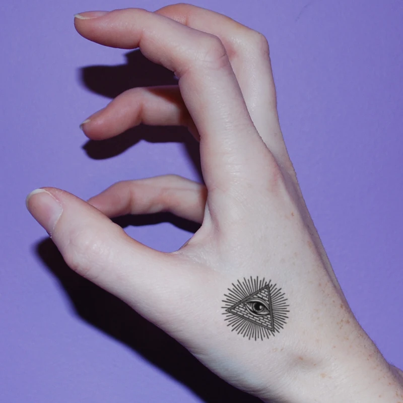 

Geometric Eye of God Temporary Tattoo Stickers Black Compass Fake Tattoos Waterproof Tatoos Hand Neck Small Size for Women Men