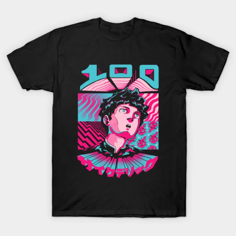 

Psycho Head Mob Psycho Art Manga Anime Japanese Black T-shirt