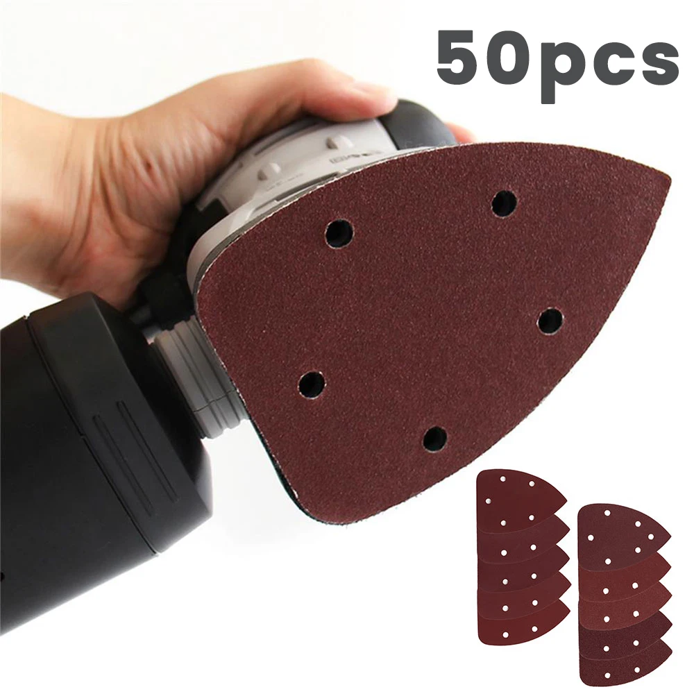 

50pcs Self-adhesive Sandpaper Triangle 5 holes Delta SanderHook Loop Sandpaper Disc Abrasive Tools For Polishing Grit 40-800