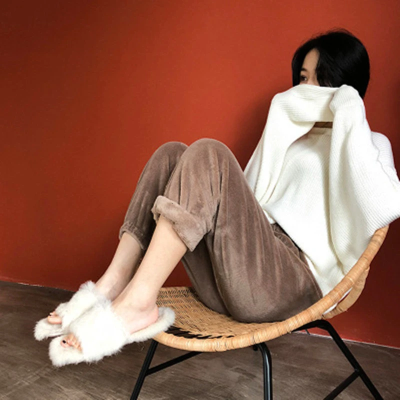 Женские пижамные штаны RICORIT зимние Бархатные брюки с эластичной резинкой на