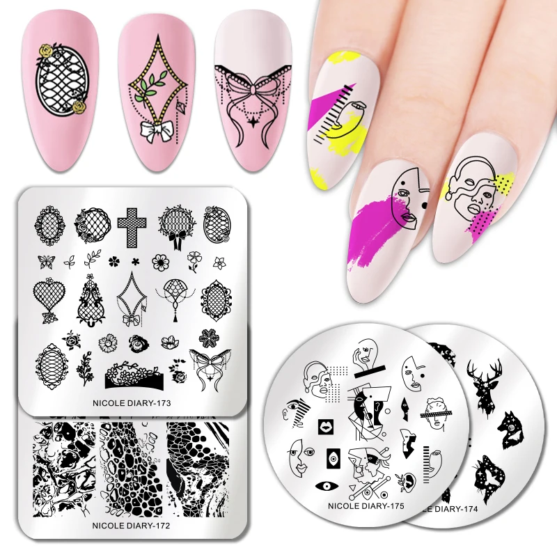 Пластина NICOLE DIARY для стемпинга ногтей тигр прямоугольная художественный штамп с